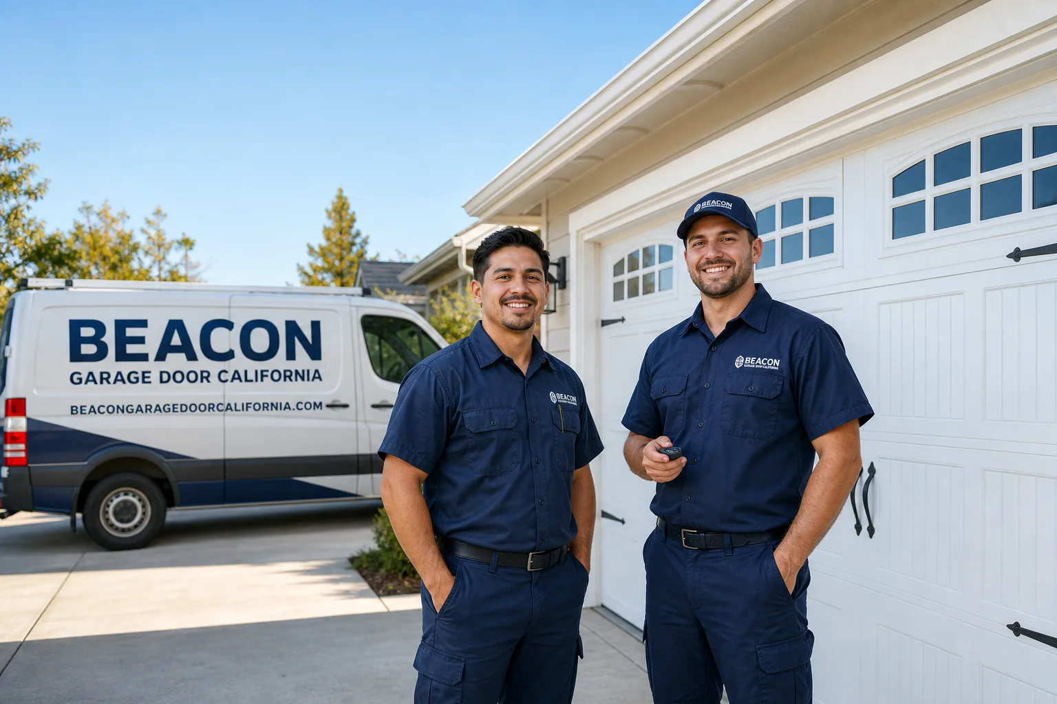 Beacon Garage Door California service vehicle and crew in California, CA